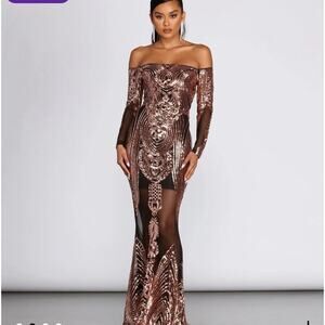 Valiant Formal Long Sleeve Sequin Dress